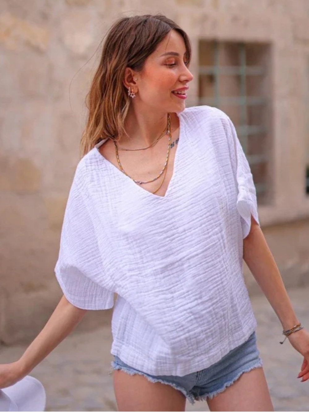 Joie White V-Neck 100% Cotton Blouse